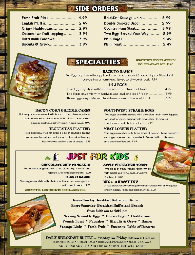 Birchwood Grill Breakfast Menu